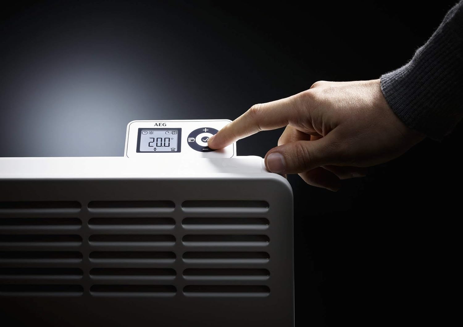 AEG wandconvector WKL 2005 voor ca. 20 m2, verwarming 2000 W, 5-30 °C, wandhangend, LCD-display, weektijd, metaal, Ökodesign 2018, 236535 AEG wandconvector WKL 2005 voor ca. 20 m2, verwarming 2000 W, 5-30 °C, wandhangend, LCD-display, weektijd, metaal, Ökodesign 2018, 236535