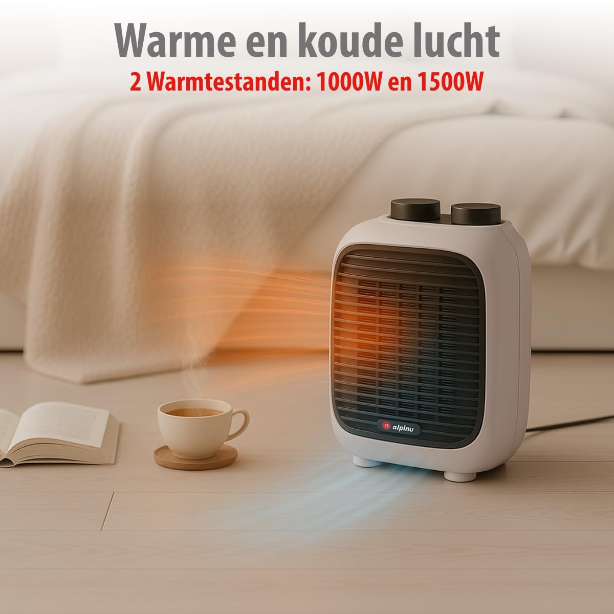 alpina Ventilatorkachel 1500W – Elektrische Kachel met Warme en Koude Lucht – Compacte Mini Heater met Handvat als Bijverwarming – Kachelventilator Voor Ruimtes van 10–15 m² – Wit alpina Ventilatorkachel 1500W – Elektrische Kachel met Warme en Koude Lucht – Compacte Mini Heater met Handvat als Bijverwarming – Kachelventilator Voor Ruimtes van 10–15 m² – Wit