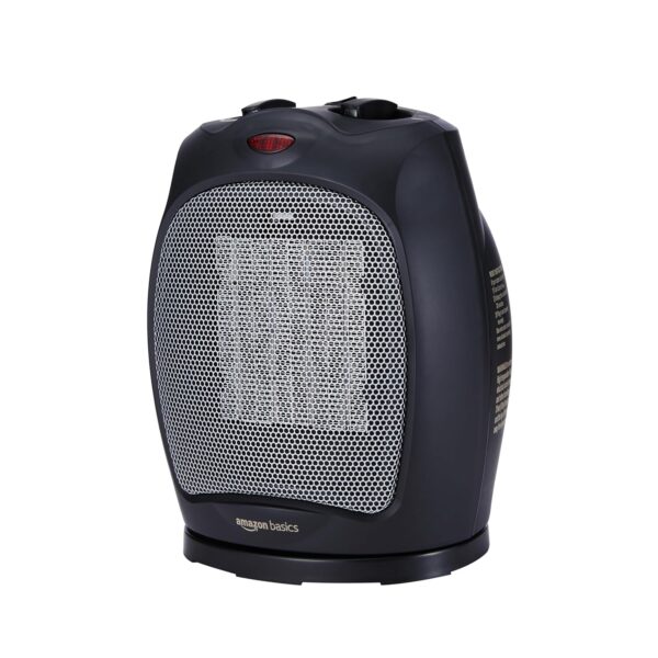 Amazon Basics Oscillerende keramische kachel, 1500 W, met regelbare thermostaat, zwart