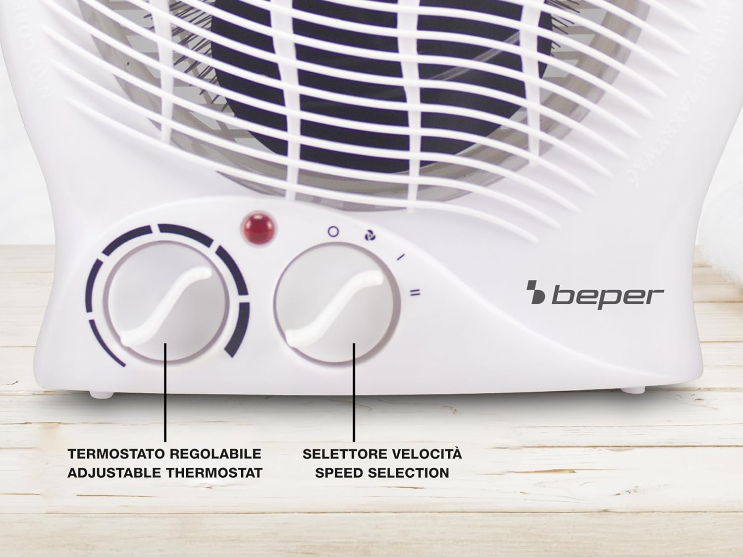 BEPER P203TER203 Compacte elektrische ventilatorkachel, 2 vermogensstanden, 2000 W, thermostaat, ventilatorfunctie, geïntegreerde handgreep en oververhittingsbeveiliging BEPER P203TER203 Compacte elektrische ventilatorkachel, 2 vermogensstanden, 2000 W, thermostaat, ventilatorfunctie, geïntegreerde handgreep en oververhittingsbeveiliging