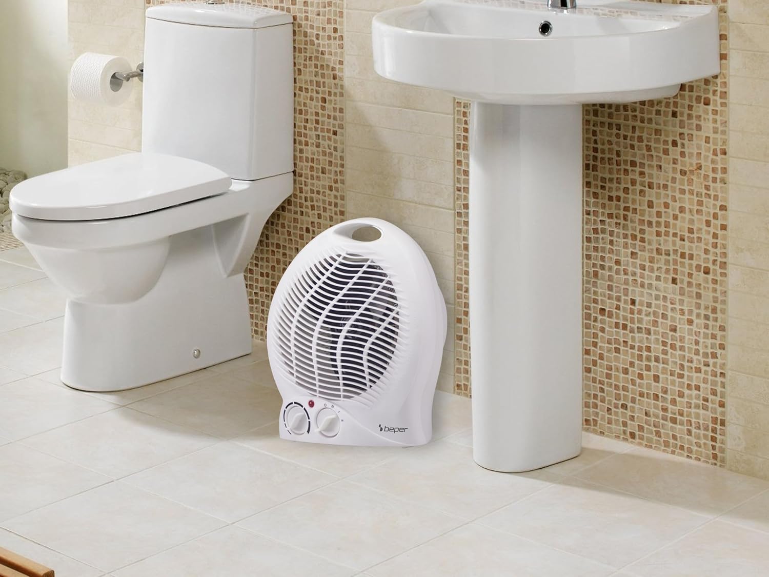 BEPER P203TER203 Compacte elektrische ventilatorkachel, 2 vermogensstanden, 2000 W, thermostaat, ventilatorfunctie, geïntegreerde handgreep en oververhittingsbeveiliging BEPER P203TER203 Compacte elektrische ventilatorkachel, 2 vermogensstanden, 2000 W, thermostaat, ventilatorfunctie, geïntegreerde handgreep en oververhittingsbeveiliging
