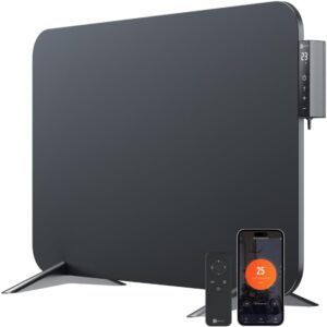 BR Bringer metalen infraroodverwarming 450 watt met slimme thermostaat en afstandsbediening, WIFI en app - als wandverwarming of mobiele verwarming, energiebesparend, tot 10m²...