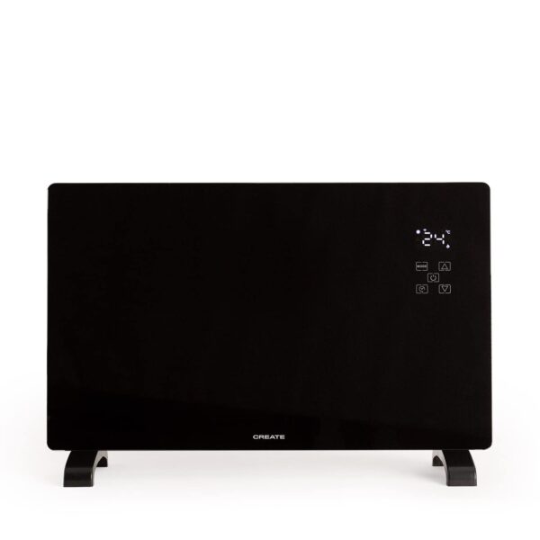 CREATE/WARM CRYSTAL 2500W / Zwart Elektrische Glazen Convector, WiFi, regelbaar vermogen, stille werking