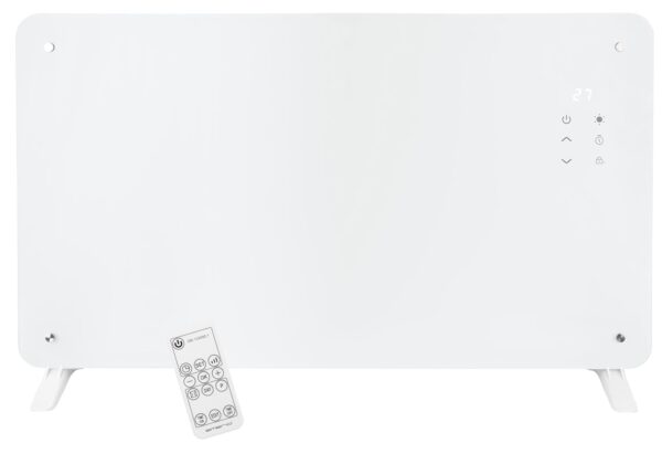 EMERIO Convector GR-133080.1 Glazen verwarming, elektrische radiator, 76,5 x 47 cm, afstandsbediening, staande of wandapparaat, led-display, thermostaat 10-35 °C, 24 uurs timer,...