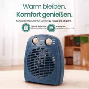 EMERIO Ventilatorkachel 2000 W | klein licht compact draagbaar | voor ca. 25 m² | 2 verwarmingscapaciteiten + ventilatorfunctie | verstelbare thermostaat |...