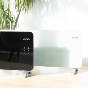 EVVO Convector C Glas Wifi radiator, 1000 W, touchscreen, afstandsbediening, timer, standaard (1000 W, zwart)