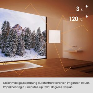 Infraroodverwarmingspaneel van 360W, max. temperatuur tot 120 °C in 4 min., met touch-thermostaat, TÜV-certificering - PG