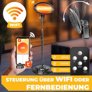 KESSER® Infrarood warmtestraler, 2000 W, terrasstraler, met wifi en afstandsbediening, 360 graden draaibaar, in hoogte verstelbaar, stand- en wandmontage, kantelbeveiliging,… KESSER® Infrarood warmtestraler, 2000 W, terrasstraler, met wifi en afstandsbediening, 360 graden draaibaar, in hoogte verstelbaar, stand- en wandmontage, kantelbeveiliging,...