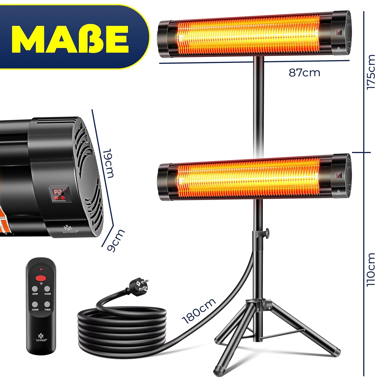 KESSER® Infrarood warmtestraler terrasstraler 2500W met afstandsbediening incl. beschermhoes hoogte verstelbaar telescoopstatief luiertafelstraler terrasverwarmer kwartsstraler... KESSER® Infrarood warmtestraler terrasstraler 2500W met afstandsbediening incl. beschermhoes hoogte verstelbaar telescoopstatief luiertafelstraler terrasverwarmer kwartsstraler...