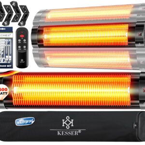 KESSER® Infraroodstraler, 2500 watt, infrarood warmtestraler met afstandsbediening, terrasstraler, incl. beschermhoes, warmtestraler, kwartsstraler, wandhouder, terrasverwarmer...