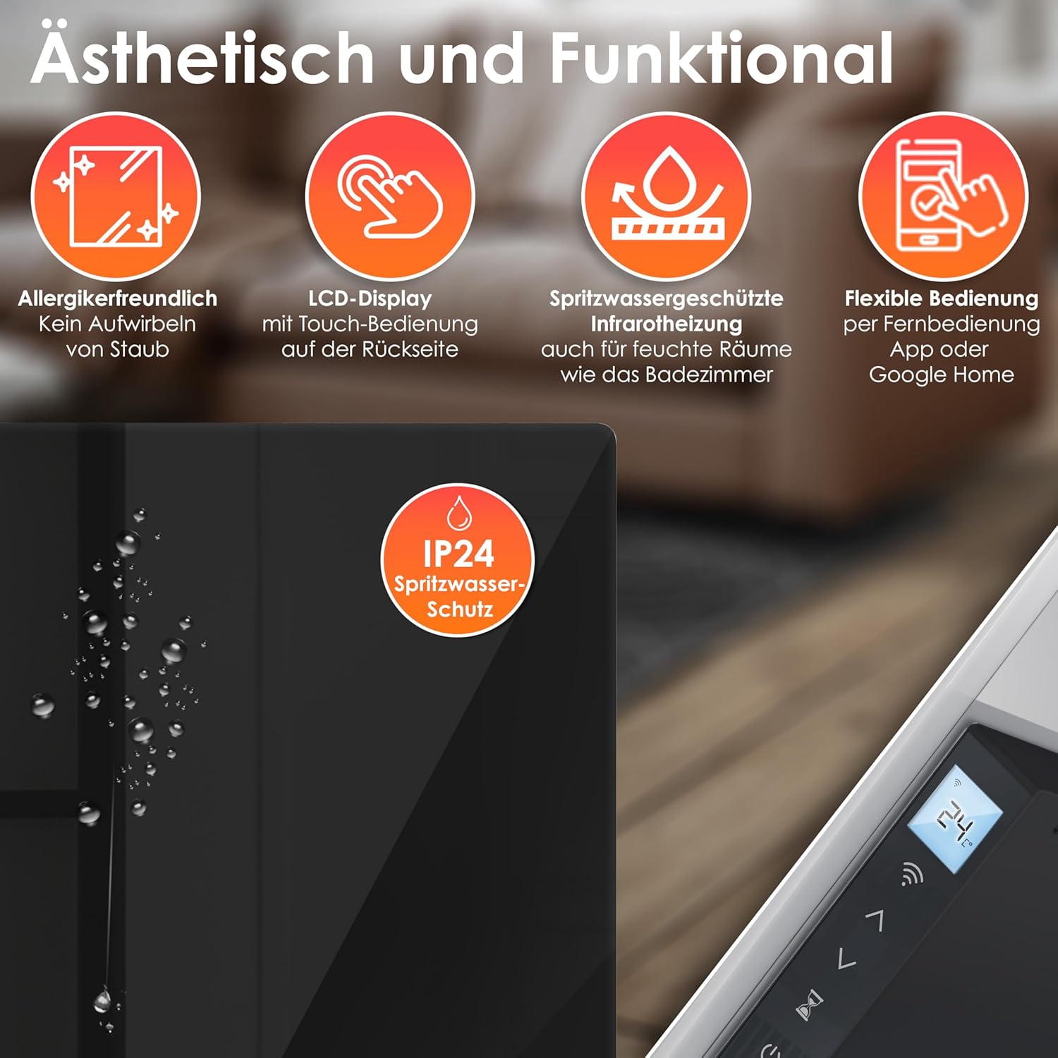 KESSER® Infraroodverwarming, 500 W, glazen convector, glasverwarming, energiebesparend, 2-in-1 staand apparaat en wandmontage, elektrische verwarming met detectie, open raam +... KESSER® Infraroodverwarming, 500 W, glazen convector, glasverwarming, energiebesparend, 2-in-1 staand apparaat en wandmontage, elektrische verwarming met detectie, open raam +...