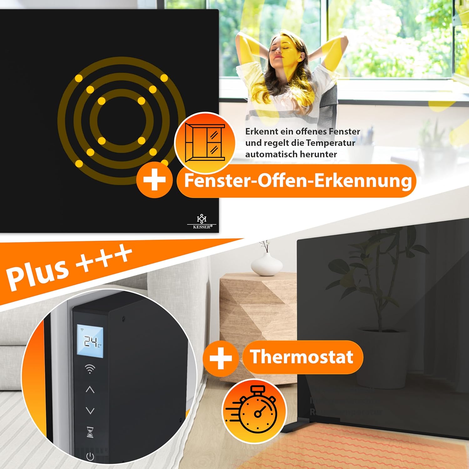 KESSER® Infraroodverwarming, 500 W, glazen convector, glasverwarming, energiebesparend, 2-in-1 staand apparaat en wandmontage, elektrische verwarming met detectie, open raam +... KESSER® Infraroodverwarming, 500 W, glazen convector, glasverwarming, energiebesparend, 2-in-1 staand apparaat en wandmontage, elektrische verwarming met detectie, open raam +...