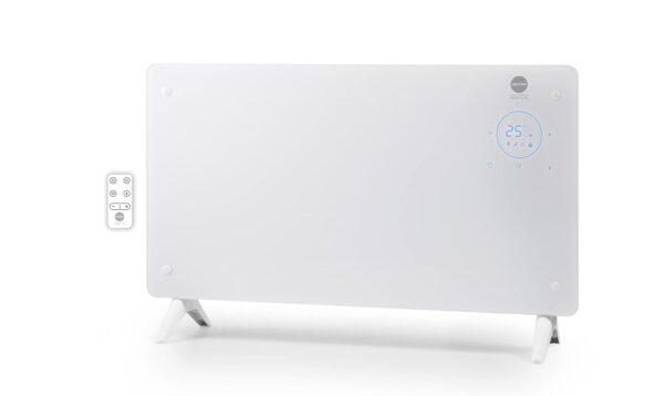 MACOM Enjoy & Relax 937 Thermo-glas, elegante convector van gehard glas, snelle opwarming, 1000/2000 W, Tlc, 24-uurs timer, kamerthermostaat, wandmontage met meegeleverde houders