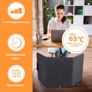 Mi-Heat infrarood bureauverwarming verwarmingspaneel 260W | vloerverwarming voor bureau werkplek onder de tafel | temperatuur tot 60°C opvouwbaar, grijs Mi-Heat infrarood bureauverwarming verwarmingspaneel 260W | vloerverwarming voor bureau werkplek onder de tafel | temperatuur tot 60°C opvouwbaar, grijs