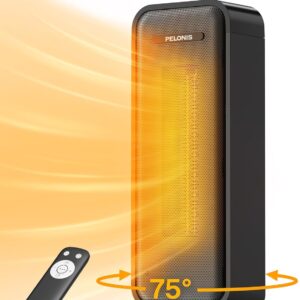 PELONIS Elektrische verwarming, 2000 W, energiezuinige, ruimtebesparende ruimteverwarming, draagbare keramische ventilatorkachel, 2 instellingen thermostaat, 12-uurs timer,...