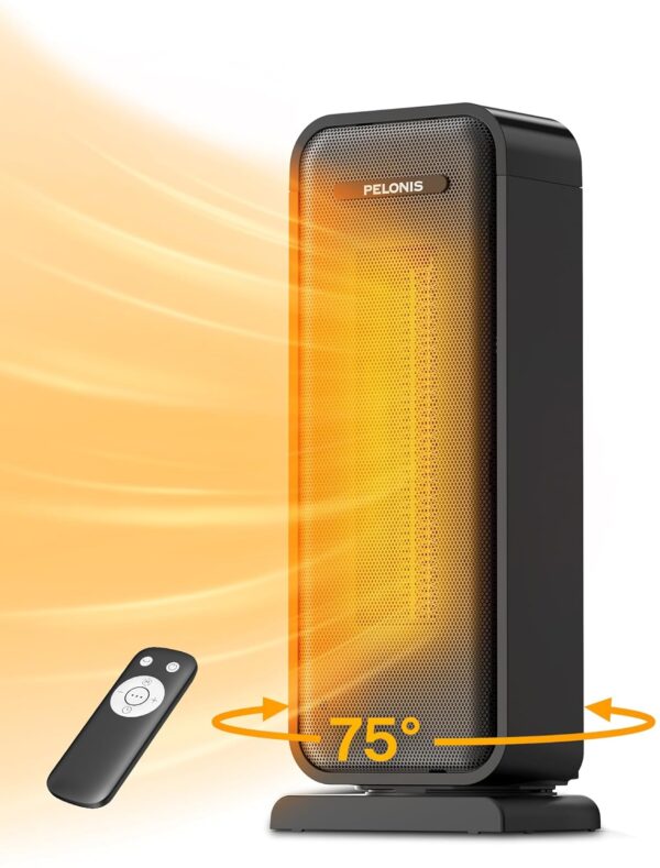 PELONIS Elektrische verwarming, 2000 W, energiezuinige, ruimtebesparende ruimteverwarming, draagbare keramische ventilatorkachel, 2 instellingen thermostaat, 12-uurs timer,...