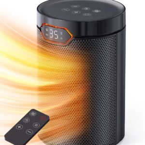 QEXREED Elektrische verwarming, laag stroomverbruik, 1500 W, PTC, Eco & Breeze, 4 verwarmingsmodi, timer 24 uur, thermostaat, afstandsbediening, kantel- en...