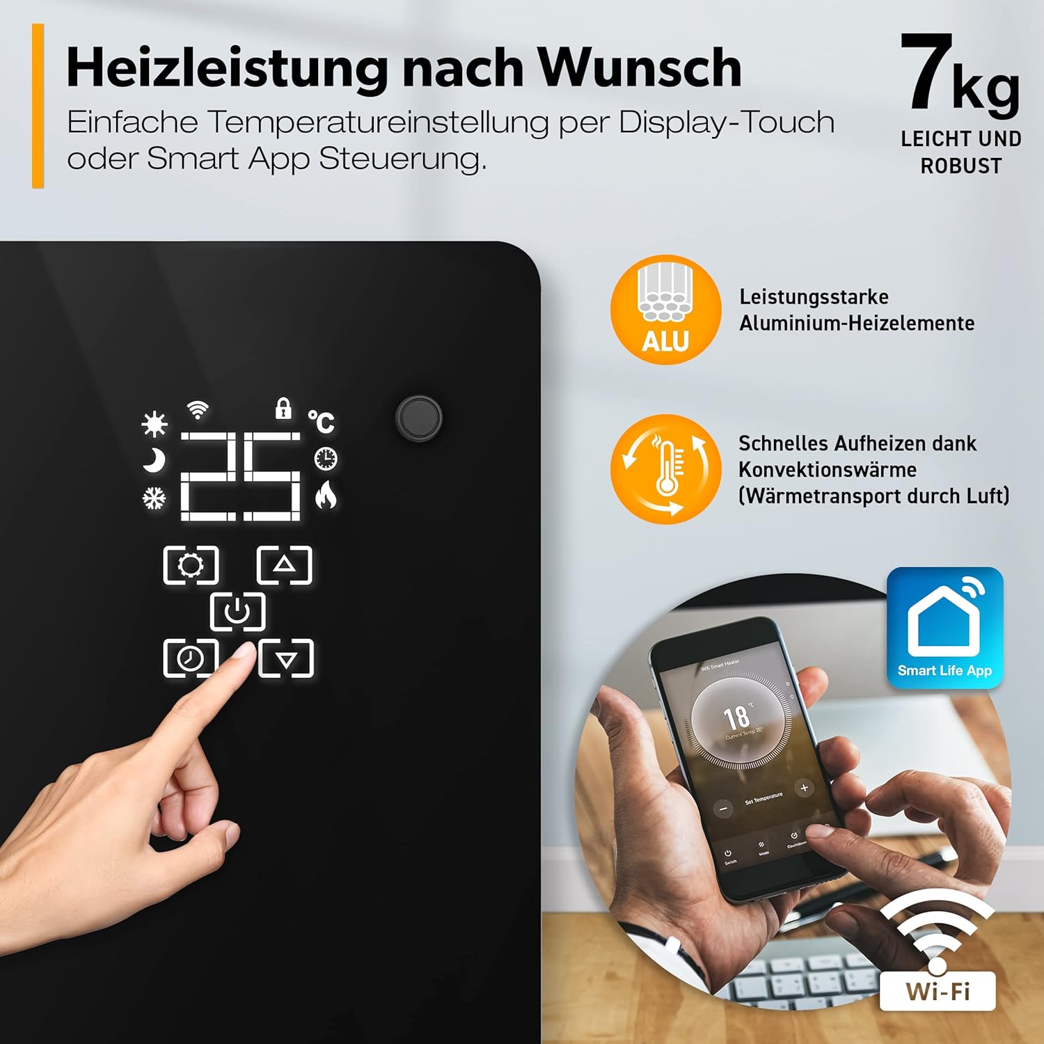 TRESKO® Elektrische Convector tegel incl. App & WiFi | LCD-Display | 1500W Vloer- of Wandtegel TRESKO® Elektrische Convector tegel incl. App & WiFi | LCD-Display | 1500W Vloer- of Wandtegel