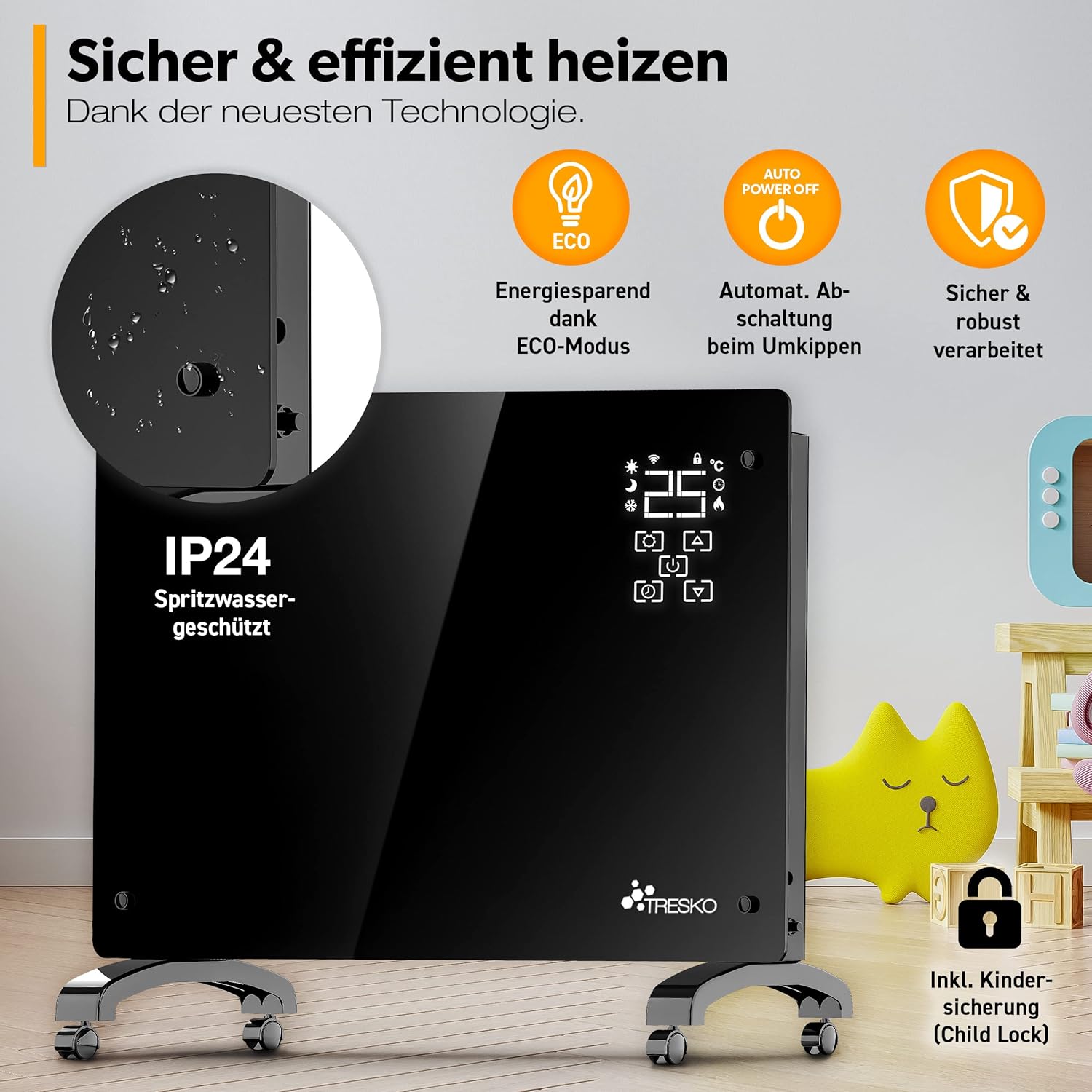 TRESKO® Elektrische Convector tegel incl. App & WiFi | LCD-Display | 1500W Vloer- of Wandtegel TRESKO® Elektrische Convector tegel incl. App & WiFi | LCD-Display | 1500W Vloer- of Wandtegel