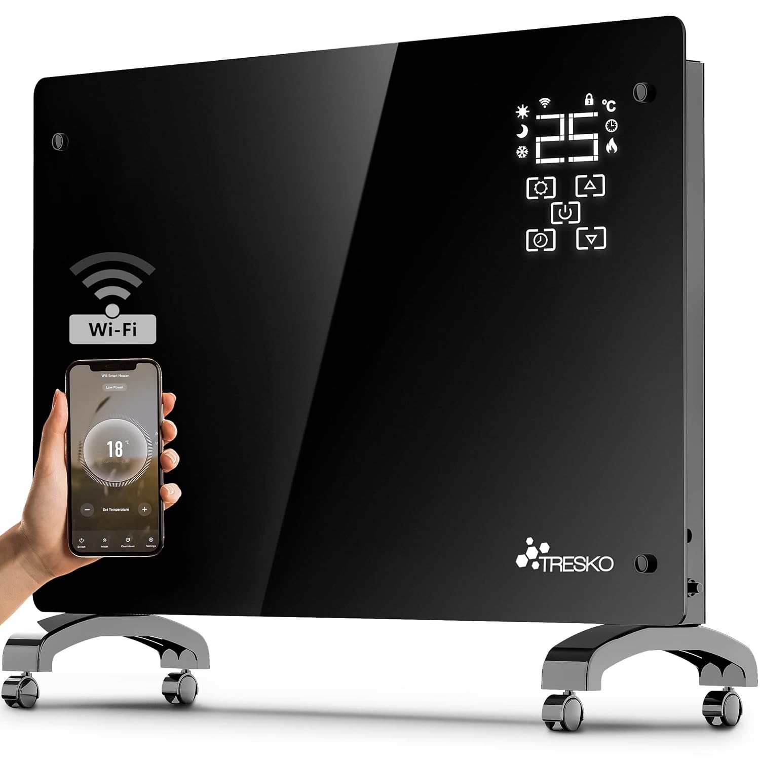 TRESKO® Elektrische Convector tegel incl. App & WiFi | LCD-Display | 1500W Vloer- of Wandtegel TRESKO® Elektrische Convector tegel incl. App & WiFi | LCD-Display | 1500W Vloer- of Wandtegel