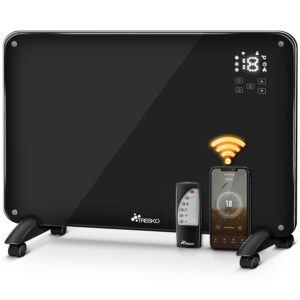TRESKO Glazen convector 2000W APP WiFi | Elektrische kachel incl. afstandsbediening | Glas Convector verwarming Touch & LCD Display | Elektrische verwarming vloer- of wandunit...