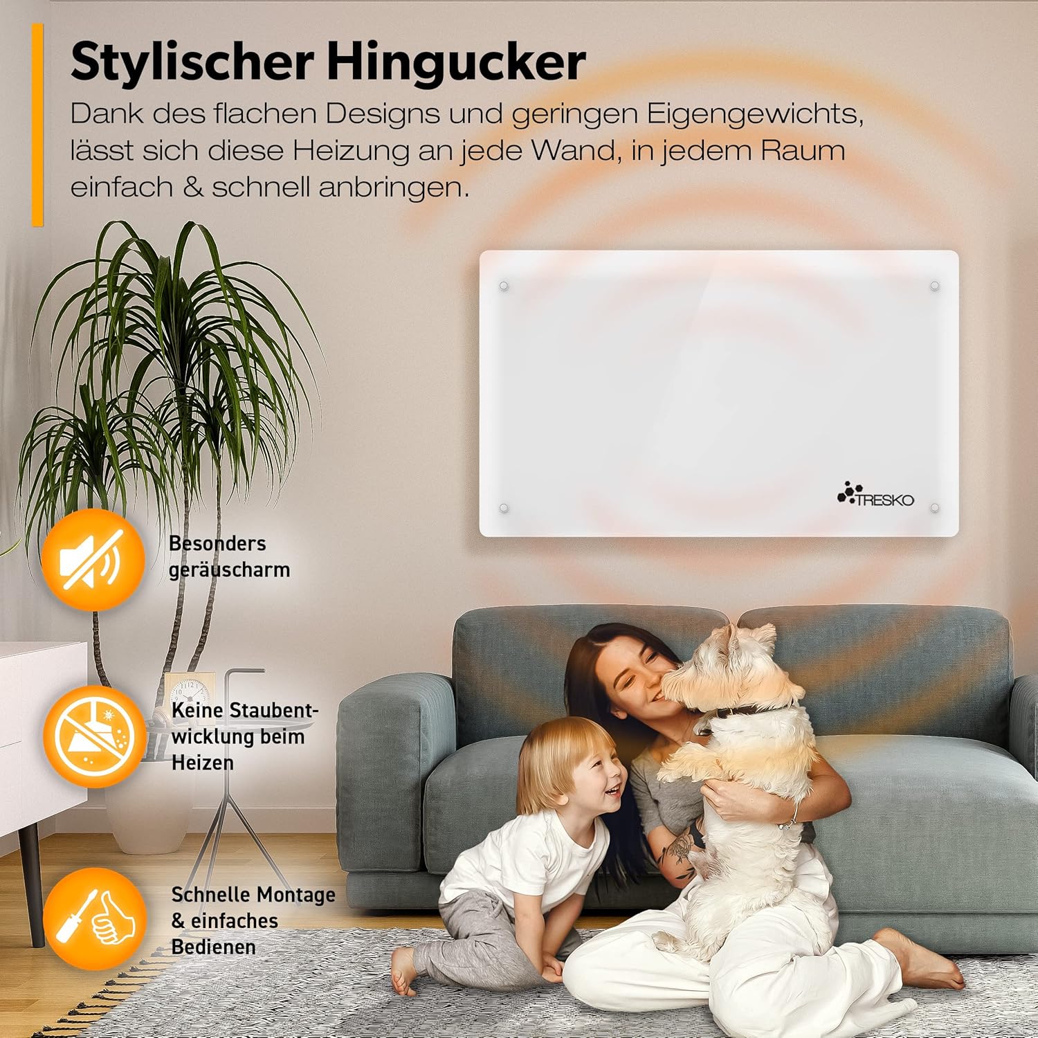 TRESKO® Glazen Convectorkachel Wit - 1500W | Elektrische Radiator TRESKO® Glazen Convectorkachel Wit - 1500W | Elektrische Radiator