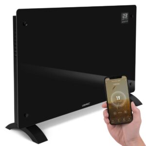 VONROC Luxe elektrische kachel – Convectorkachel met glazen paneel – 1000W/2000W- Verwarmt ruimtes tot 24m2 – Bediening zowel met app (via Wifi) als handmatig – Instelbare… VONROC Luxe elektrische kachel - Convectorkachel met glazen paneel – 1000W/2000W- Verwarmt ruimtes tot 24m2 - Bediening zowel met app (via Wifi) als handmatig – Instelbare...